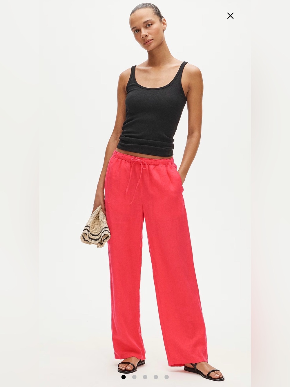 J. Crew 100% Linen Pants in Bright Coral Pink